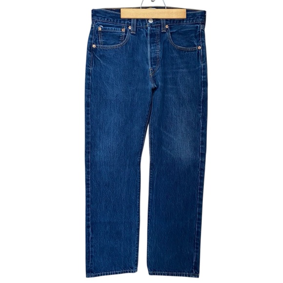 Levi’s Men’s 501 Dark Wash Denim Original Fit Bootcut Jeans Size W31 L30 - Picture 3 of 5